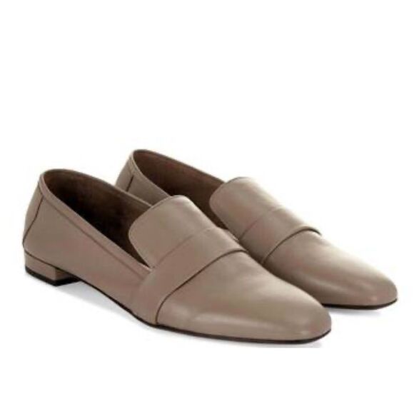 Hobbs Womens Leather Loafers 38 Gray Classic Neutral Minimalist Preppy Business - Picture 1 of 9